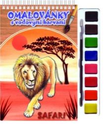 Safari - Omalovánky s vodovými barvami - Omalovánky zvířata Safari - Omalovánky s vodovými barvami