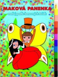 Maková panenka - Maluj podle barevných teček + MAXI voskovka - Omalovánky pro děti Maková panenka - Maluj podle barevných teček + MAXI voskovka