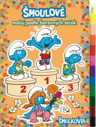 Šmoulové - Maluj podle barevných teček + MAXI voskovka - Kreativní knihy pro děti Šmoulové - Maluj podle barevných teček + MAXI voskovka