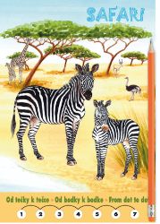 Safari Omalovánky - Od tečky k tečce + grafitová tužka s gumou - Omalovánky pro děti Safari Omalovánky - Od tečky k tečce + grafitová tužka s gumou