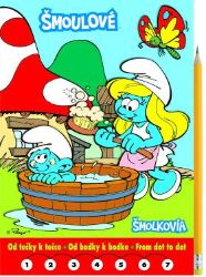 Šmoulové Omalovánky - Od tečky k tečce + grafitová tužka s gumou - Pohádkové postavy omalovánky Šmoulové Omalovánky - Od tečky k tečce + grafitová tužka s gumou