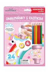 Omalovánky s razítkem CONCORDE - Jednorožci a víly - Dětská razítka Omalovánky s razítkem CONCORDE - Jednorožci a víly