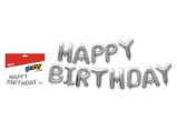 Balónky nafukovací fóliové- HAPPY BIRTHDAY - 40cm - stříbrný