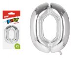 Balónek č. 0 nafukovací fóliový 75 cm - stříbrný - Párty sortiment Balónek č. 0 nafukovací fóliový 75 cm - stříbrný