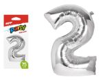 Balónek č. 2 nafukovací fóliový 75 cm - stříbrný - Párty sortiment Balónek č. 2 nafukovací fóliový 75 cm - stříbrný