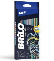 Pastelky BRILO metalické triangular s ořezávátkem - 12 ks Pastelky BRILO metalické triangular s ořezávátkem - 12 ks