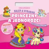 Omalovánka Čtverec - Nalepuj a vybarvuj! Princezny a jednorožci - Omalovánky princezny Omalovánka Nalepuj a vybarvuj! Princezny a jednorožci