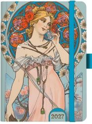 Týdenní diář A5 Alfons Mucha 2027 Modrý - Diáře Týdenní diář 2027 A5 Alfons Mucha Modrý