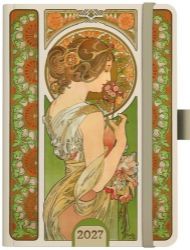 Týdenní diář A5 Alfons Mucha 2027 Zelený - Diáře Týdenní diář 2027 A5 Alfons Mucha Zelený
