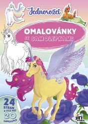 Jednorožci - Omalovánky A4 se samolepkami - Omalovánky jednorožců Omalovánky A4 se samolepkami Jednorožci