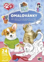 Štěňátka a koťátka - Omalovánky A4 se samolepkami - Omalovánky koček a psů Štěňátka a koťátka - Omalovánky A4 se samolepkami