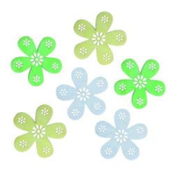 Dřevěné výseky 6cm - květy zelený mix 6ks - Kreativní sady a materiály Dřevěné výseky 6cm - květy zelený mix 6ks
