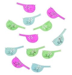 Dřevěné výseky 4cm - ptáci zelený mix 12ks - Kreativní sady a materiály Dřevěné výseky 4cm - ptáci zelený mix 12ks