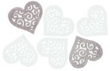 Dřevěná srdce 6cm - hnědobílý mix 6ks Dřevěná srdce 6cm - hnědobílý mix 6ks