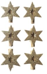 Hvězda zlatá na kolíčku 4 cm (6 ks) Hvězda zlatá na kolíčku 4 cm (6 ks)
