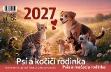 Kalendář 2027 Psí a kočičí rodinka, stolní, týdenní, 14 x 21,4 cm