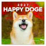 Kalendář 2027 poznámkový: Happy Doge, 30 x 30 cm - neuveden - Nástěnné kalendáře Happy Doge 2027 - nástěnný kalendář