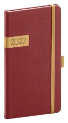 Diář 2027: Twill - bordó-zlatý, kapesní, 9 x 15,5 cm - Kapesní diáře NOTIQUE Kapesní diář Twill 2027, bordó-zlatý, 9 x 15,5 cm