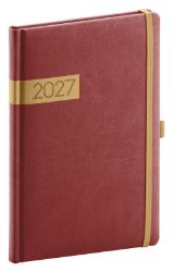 NOTIQUE Týdenní diář Twill 2027, bordó-zlatý, 15 x 21 cm
