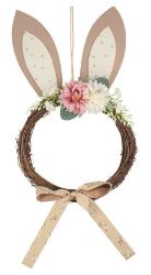 Věnec s filcovýma ušima a mašlí 23 x 42 cm, hnědý - Home deco Věnec s filcovýma ušima a mašlí 23 x 42 cm, hnědý
