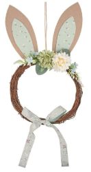 Věnec s filcovýma ušima a mašlí 23 x 42 cm, zelený - Home deco Věnec s filcovýma ušima a mašlí 23 x 42 cm, zelený