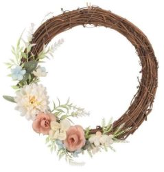 Věnec s dekoracemi 23 cm, krémový - Home deco Věnec s dekoracemi 23 cm, krémový