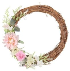 Věnec s dekoracemi 23 cm, růžový - Home deco Věnec s dekoracemi 23 cm, růžový