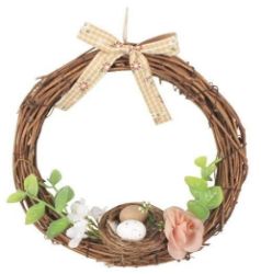 Věnec s hnízdem a hnědou mašlí 20 cm - Home deco Věnec s hnízdem a hnědou mašlí 20 cm