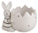 Zajíc s květináčkem z keramiky na postavení 13,5 x 10 x 11,5 cm - Home deco Zajíc s květináčkem z keramiky na postavení 13,5 x 10 x 11,5 cm