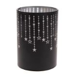 Skleněný svícen s hvězdami a LED světlem malý - Home deco Skleněný svícen s hvězdami a LED světlem malý