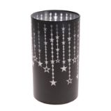 Skleněný svícen s hvězdami a LED světlem velký - Home deco Skleněný svícen s hvězdami a LED světlem velký