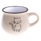 Hrnek keramický s kočkou - béžový 75 ml - Home deco Hrnek keramický s kočkou - béžový 75 ml