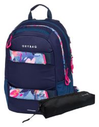 Studentský batoh + etue OXY SPORT Flowers blue
