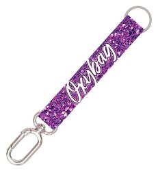 Krátká klíčenka s karabinkou Purple glitter - Peněženky a klíčenky Krátká klíčenka s karabinkou Purple glitter