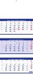 Kalendář nástěnný 2026 - Tříměsíční skládaný modrý