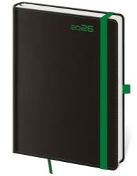 Diář 2026 týdenní B6 Black Green s poutkem - Diáře podle dnů Týdenní diář 2026 B6 Black Green s poutkem