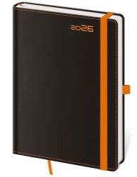Diář 2026 týdenní B6 Black Orange s poutkem - Diáře podle dnů Týdenní diář 2026 B6 Black Orange s poutkem