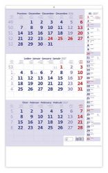 Tříměsíční kalendář modrý s poznámkami 2027 - nástěnný kalendář