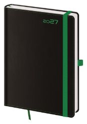Diář 2027 denní A5 Black Green s poutkem na propisku - Diáře A5 Diář 2027 denní A5 Black Green s poutkem na propisku