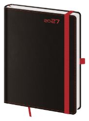 Diář 2027 týdenní B6 Black Red s poutkem na propisku