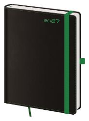 Diář 2027 týdenní B6 Black Green s poutkem na propisku - Týdenní diáře Diář 2027 týdenní B6 Black Green s poutkem na propisku