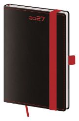 Diář 2027 týdenní kapesní Black Red s poutkem na propisku Diář 2027 týdenní kapesní Black Red s poutkem na propisku