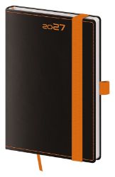 Diář 2027 týdenní kapesní Black Orange s poutkem na propisku