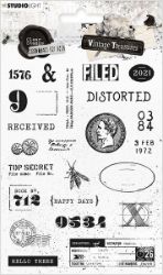 Gelová razítka Studio Light "Vintage Treasures", A5 (24 ks) – nápisy