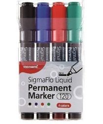 MONAMI 120/4W SADA PERM.POP. A,B,C,D 2MM, KUL.HROT - Zvýrazňovače a popisovače do školy MONAMI 120/4W SADA PERM.POP. A,B,C,D 2MM, KUL.HROT