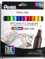 Linery PENTEL akvarelové 0,4 mm, 12ks - Malování a kreslení Linery PENTEL akvarelové 0,4 mm, 12ks