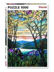 Puzzle Tiffany: Magnolie a Irisy 1000 dílků - Puzzle Puzzle Tiffany - Magnolie a Irisy 1000 dílků