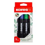Popisovač Eco K-Marker, černá, červená, modrá, zelená - Zvýrazňovače a popisovače do školy Kores Permanentní popisovač Eco K-Marker - 4 barvy (černá, červená, modrá, zelená)