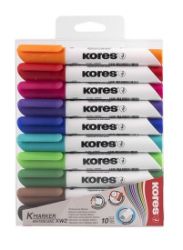 Kores K-MARKER Popisovač na bílé tabule, kulatý hrot 3 mm, mix 10 barev - Zvýrazňovače, popisovače Kores K-MARKER Popisovač na bílé tabule, kulatý hrot 3 mm, mix 10 barev