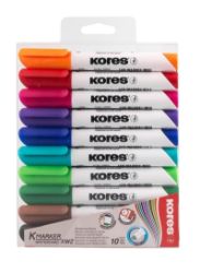 Kores popisovač K-MARKER na bílé tabule, zkosený hrot 3-5 mm, mix 10 barev Kores popisovač K-MARKER na bílé tabule, zkosený hrot 3-5 mm, mix 10 barev